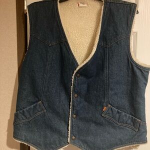 Levi's Cream Sherpa Denim orange tag XL Vest vintage